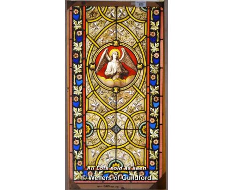 *DECORATIVE STAINED GLASS PANEL WITH ANGEL&nbsp;580mmW x 1080mm H.