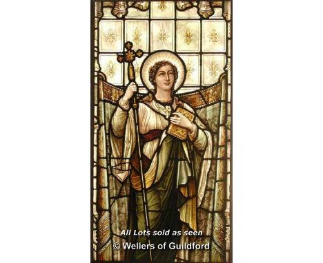 *SINGLE LIGHT WINDOW DEPICTING CHARITY.  HEIGHT 2700MM X 750MM WIDTH