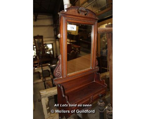 EDWARDIAN MAHOGANY MIRROR WITH SHELF AND DRAWERS [0]