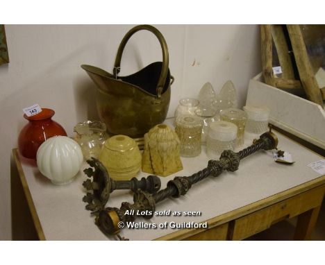 *COLLECTION OF MIXED LIGHT SHADES AND BRASSWARES INC. COAL SCUTTLE
