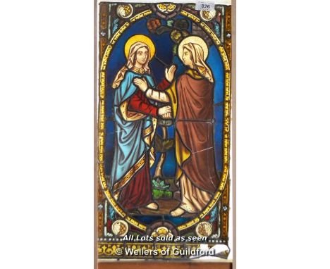 *DECORATIVE STAINED GLASS PANEL FEATURING THE TWO MARYS&nbsp;447mmW x 870mm H.