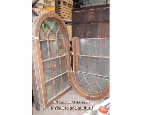 *PAIR OF ARCH TOP OAK SASH WINDOWS