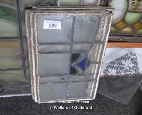 *SET OF FIVE LEADED LIGHT GLASS PANELS