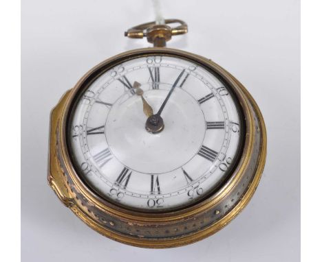 C Pierson of London - a George III pair cased pocket watch, having tortoiseshell outer case and gilt metal inner case, white 