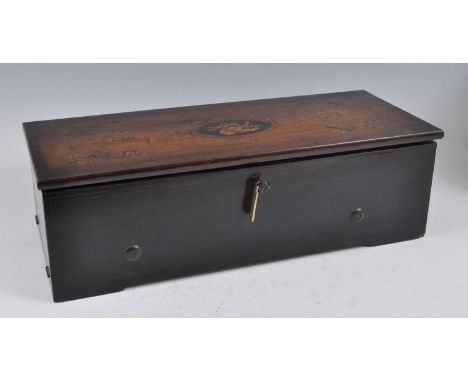 Nicole Freres - a Swiss rosewood and floral marquetry cased 'variation; music box, the 13" cylinder playing four variations o