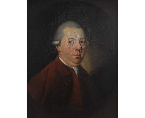 Early 19th century English school - Half-length portrait of a gentleman wearing a brown tunic, oil on canvas (re-lined), 64 x