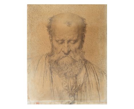 Portrait Gustav KlimtUm 1915Bleistift auf PapierRotes Wappen u.l.Rückseitig bez. Graf von Harrach45 x 36 cm, mit Rahmen 53 x 