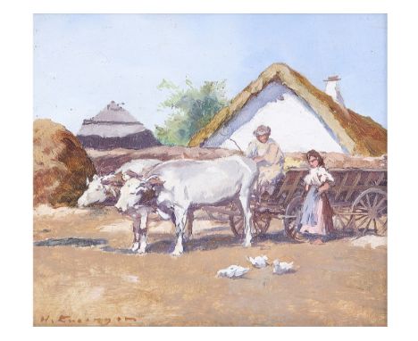 Hans EnzingerKrummnussbaum 1889 - 1972 Baden bei WienAus Alt ÖsterreichÖl auf Papier8,5 x 10 cm, mit Rahmen 17 x 15 cmSignier