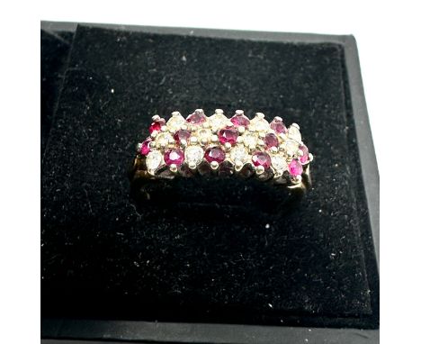 9ct gold ruby &amp; diamond vintage ring (2.7g)
