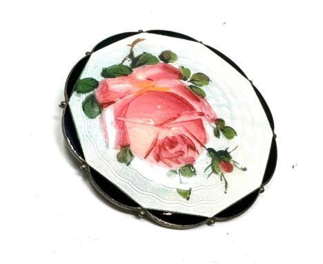 Silver enamel floral brooch by O. F. Hjortdahl (15g)