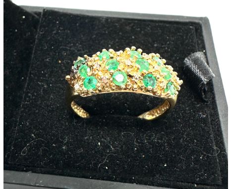 14ct gold emerald &amp; diamond ring (3.1g)