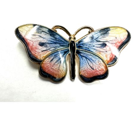 Silver enamel butterfly brooch by O. F. Hjortdahl (6g)