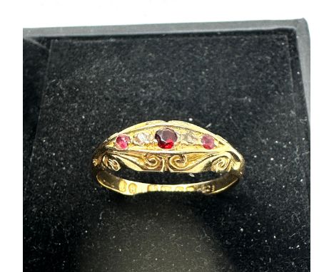 Antique 18ct gold ruby &amp; diamond ring