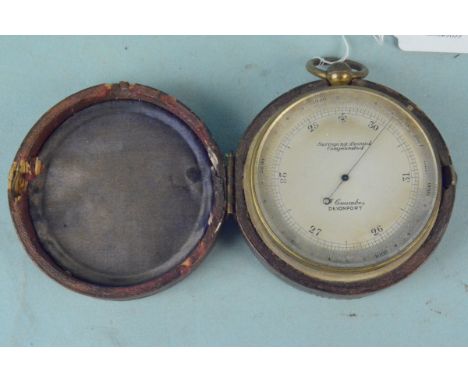 A late 19th Century cased surveying aneroid compensated barometer by Coombes, Devonport