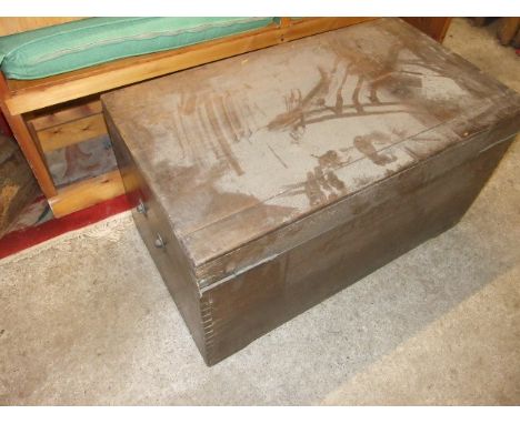 Mahogany Trunk 36 x 20 inches 19 tall ( missing one handle )