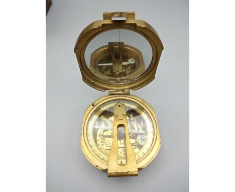 Boxed brass military style compass by Stanley of London