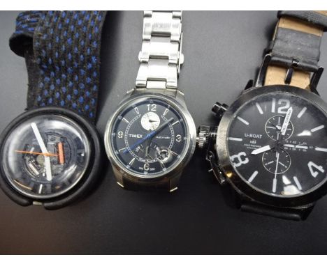 3 gents wristwatches to include Timex and U-Boat