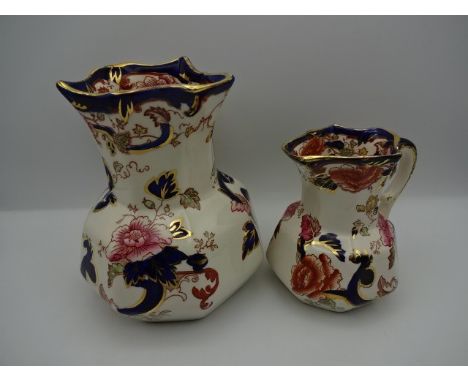 5 pieces of Masons Manderlay pattern china plus similar style lamp
