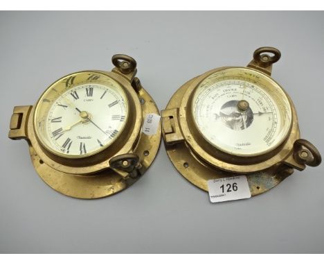 Nauticalia brass cabin clock and barometer 