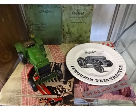 Agriculture lot of industrial engine reference book, Clifford cultivator manual, Massey Ferguson 130 tractor catalogue and po
