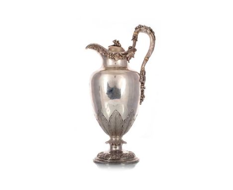 EARLY VICTORIAN SILVER CLARET JUG, EDWARD, EDWARD JUNIOR, JOHN & WILLIAM BARNARD, LONDON 1839  of baluster form, the hinged d