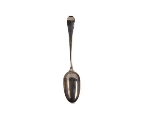 GEORGE III TABLE SPOON, THOMAS EVANS, LONDON 1766 Hanoverian pattern, engraved initials I R M to terminal underside, scroll b