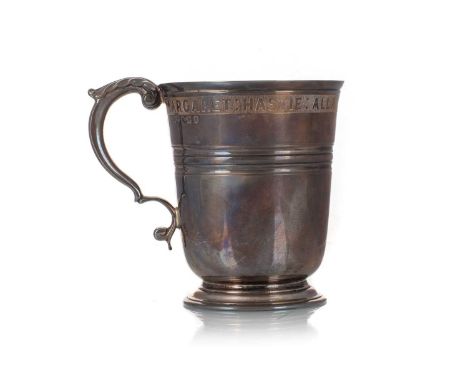 GEORGE V SILVER CHRISTENING MUG, R&W SORLEY, SHEFFIELD 1928 with presentation inscription dated 192810cm highQty: approx 270g