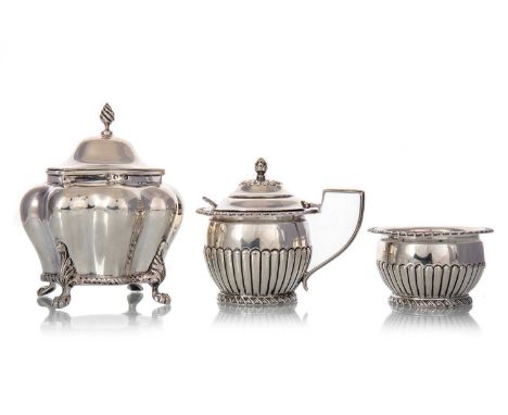 GROUP OF SMALL SILVER, VARIOUS ASSAYS AND MAKERS, comprising a caddy of shaped outline by George Nathan &amp; Ridley Hayes, C