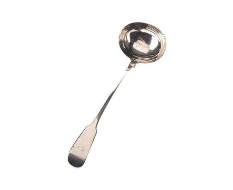 EARLY VICTORIAN SILVER SOUP LADLE, AGW, EDINBURGH 1839 fiddle pattern33cm long Qty: 218gCondition generally good. Wear as per