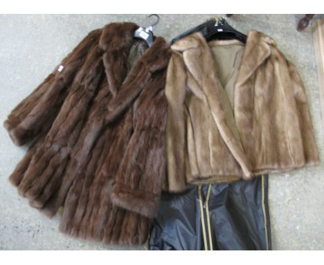 Lady's vintage blonde mink fur jacket, together with a lady's vintage 3/4 length brown fur coat with Rodgers' of Bridlington 