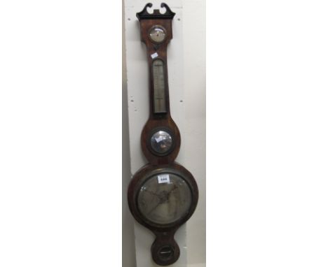 19th Century oak wheel barometer. (B.P. 24% incl. VAT)