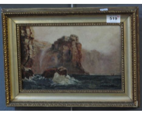 British school (late 19th/early 20th Century), seascape with cliffs, oils on canvas, 20 x 30cm approx, framed.(B.P. 24% incl.