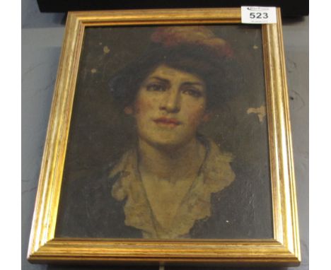British School (early 20th Century), portrait of a young woman, oils on paper laid on board, 26 x 20cm approx, framed. (B.P. 