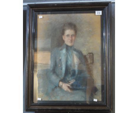 19th Century (British school), portrait of a young woman, watercolours, indistinctly signed, dated 1890, 54 x 40cm approx. Fr