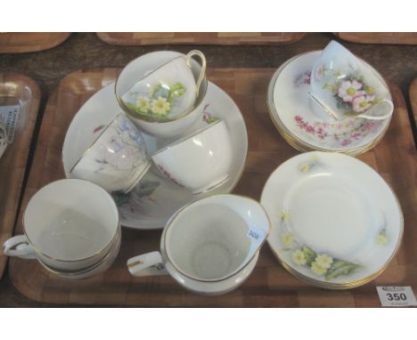 Tray of Royal Worcester fine bone china floral teaware to include: teacups and saucers, side plates, sucrier, milk jug etc. (