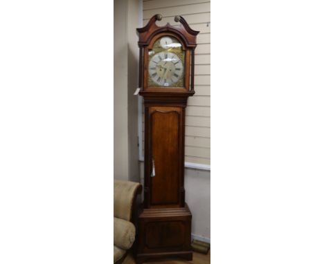 A George III mahogany banded oak 8-day longcase clock, marked Ratcliffe, Chester H.223cm