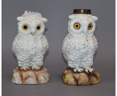 A Continental porcelain 'owl' and a similar lamp base