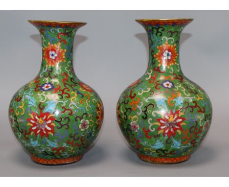 A pair of Chinese cloisonne enamel vases height 22cm