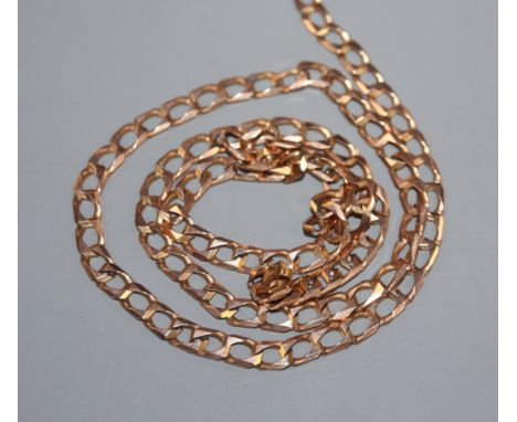 A 9ct yellow gold flattened curb-link chain, 58cm, 16.9 grams.