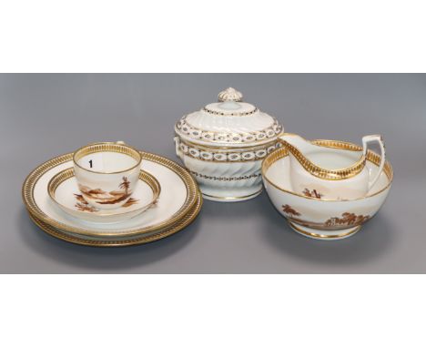 A Chamberlains Worcester part tea and coffee set and a similar sucrier