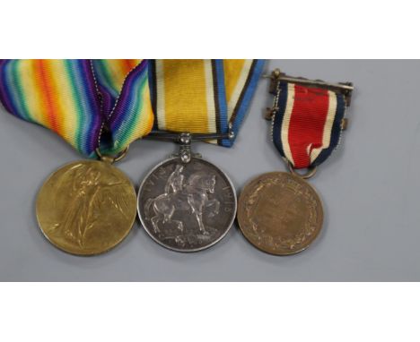 WWI War and Victory medal duo to Pte E G Izzard, 19th Lond. R. and a London County Council King's medal to M. Flick
