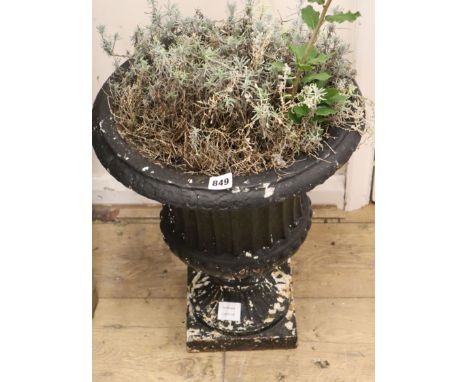 A painted cast iron campana garden urn H.48cm