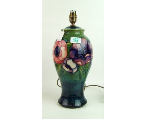 Moorcroft large Anemone Lamp Base: Height 31.5cm (not including fitting). 