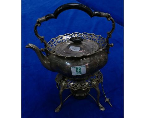 Victorian Silver Plated Spirit Kettle: 