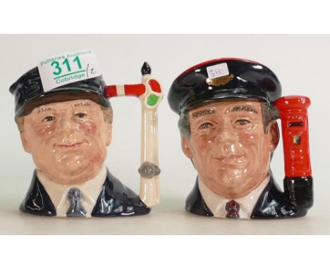 Royal Doulton small jugs from the Journey through Britain series to include the Engine Driver D6823 and Postman D6801  all li