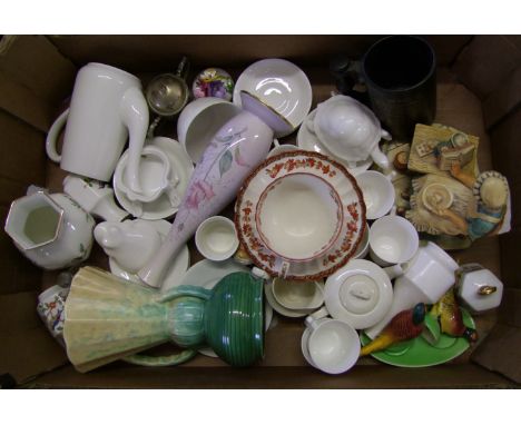 A mixed collection of items to include: Beswick Vase, Anysley Pembroke patterned similar items, Spode cup &amp; saucer set, u