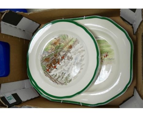 Spode The Hunt Patterned Wall Plates &amp; Large Platter: 