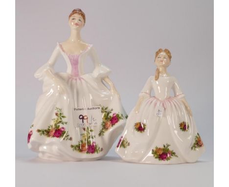 Royal Doulton lady figure Country Rose: HN3221 together with similar small item Hn3482 (2)_ 