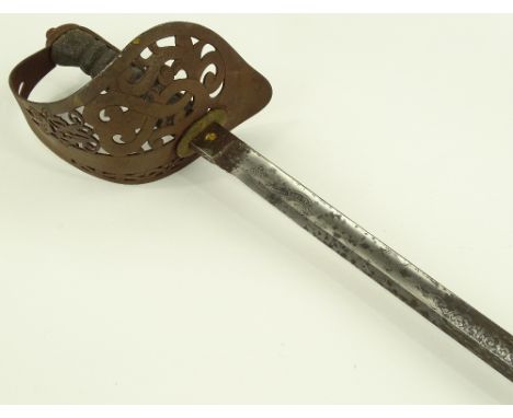 A Victorian Army Officer's sword, etched blade by Henry Wilkinson of London, blade also inscribed Arthur John Gore, pierced s
