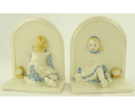 Pair of Carltonware Alice In Wonderland ceramic bookends, height 25cm.